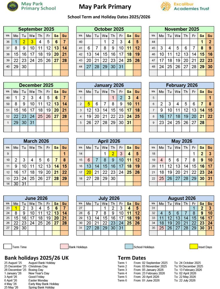 Term Dates - May Park Primary School