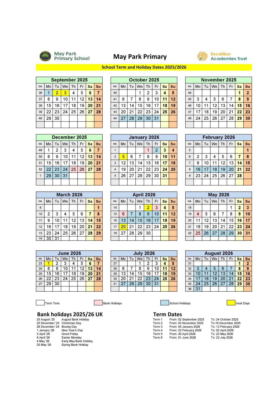 Term Dates - May Park Primary School
